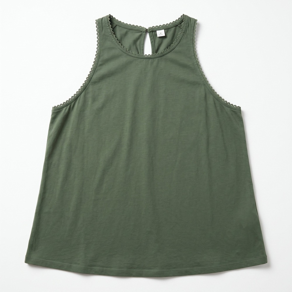 Old Navy M Olive Green High Neck Swing Tank Top Womens Boho Casual